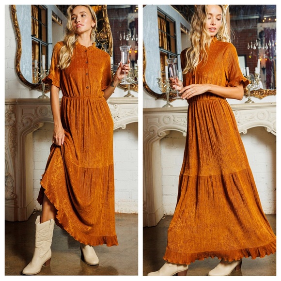 01 Boho Beautiful Ruffle Detailed Tiered Maxi Dress - Picture 3 of 5